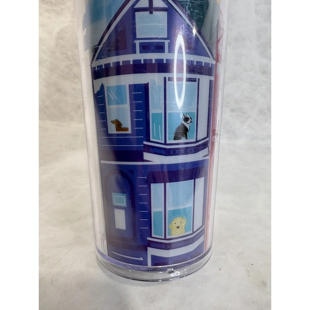 Starbucks San Francisco Painted Ladies Dogs Cold Cup Tumbler 24oz Teal Mint‎ Lid